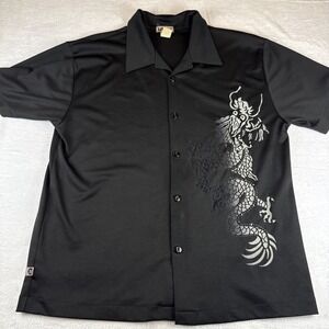 Vintage 90's YMLA Polyester‎ Dragon Club Rave Shirt Y2K Men Medium